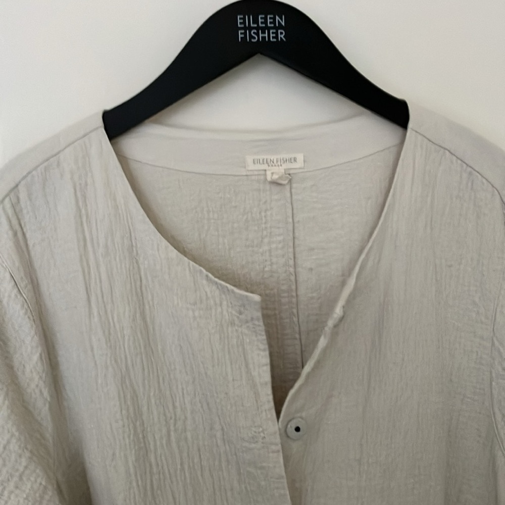 Eileen FisherTextured Cream long Jacket size 1X - Picture 9 of 10